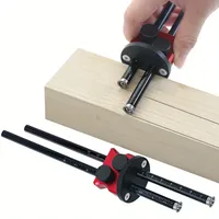 Double Head Wheel Marking Gauge - Aluminum Parallel Line Drawing Tool with Graduated Inch & MM Scale for Woodworking