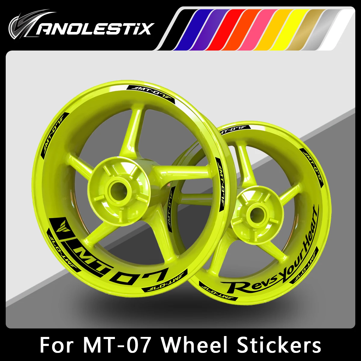

AnoleStix Reflective Motorcycle Wheel Sticker Hub Decal Rim Stripe Tape For YAMAHA MT-07 MT07