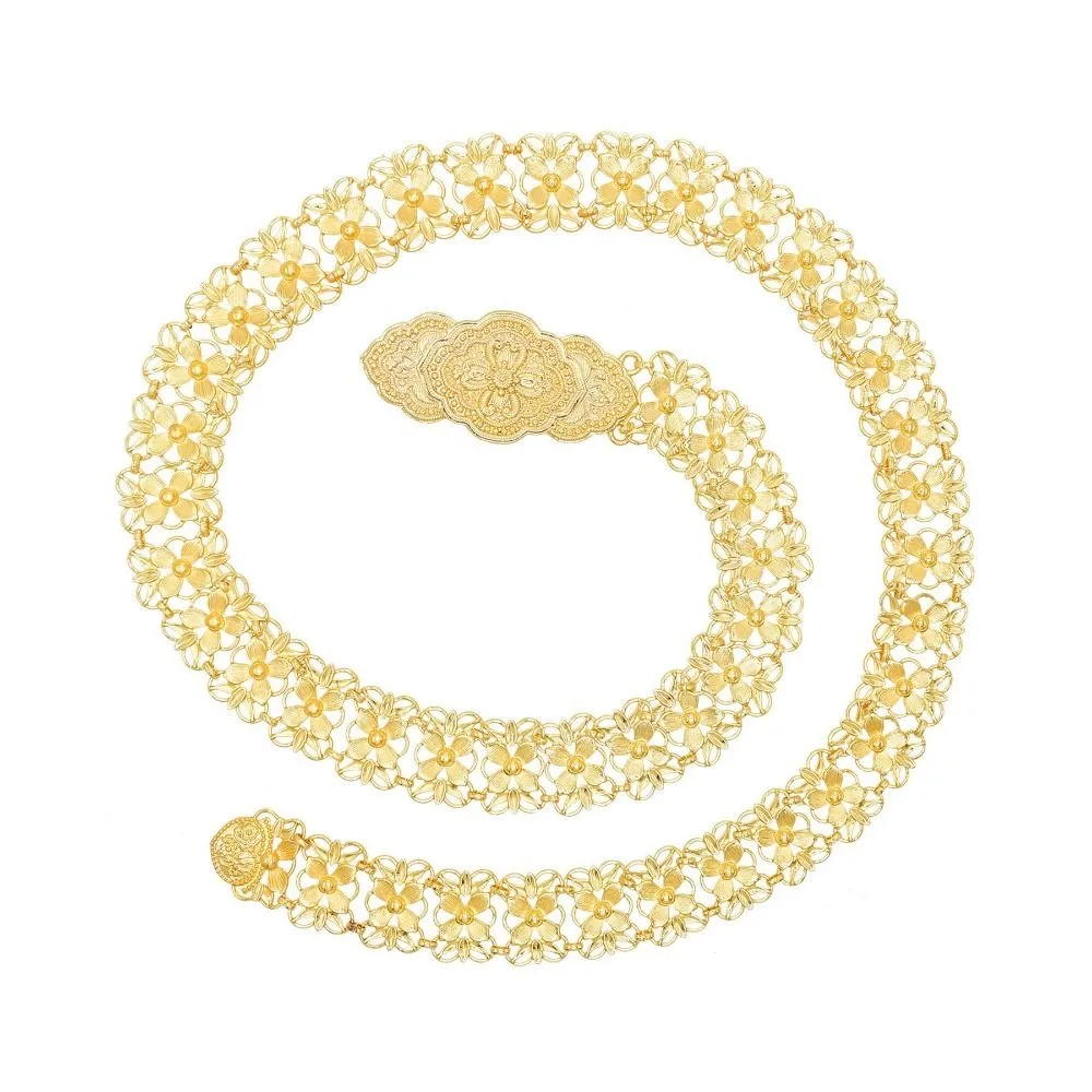 Klassische Metall Ethnischen Stil Gürtel Quaste Aushöhlen Blume Metall Taille Kette Silber Handgelenk Schmuck Gold Gürtel Party Dekoration