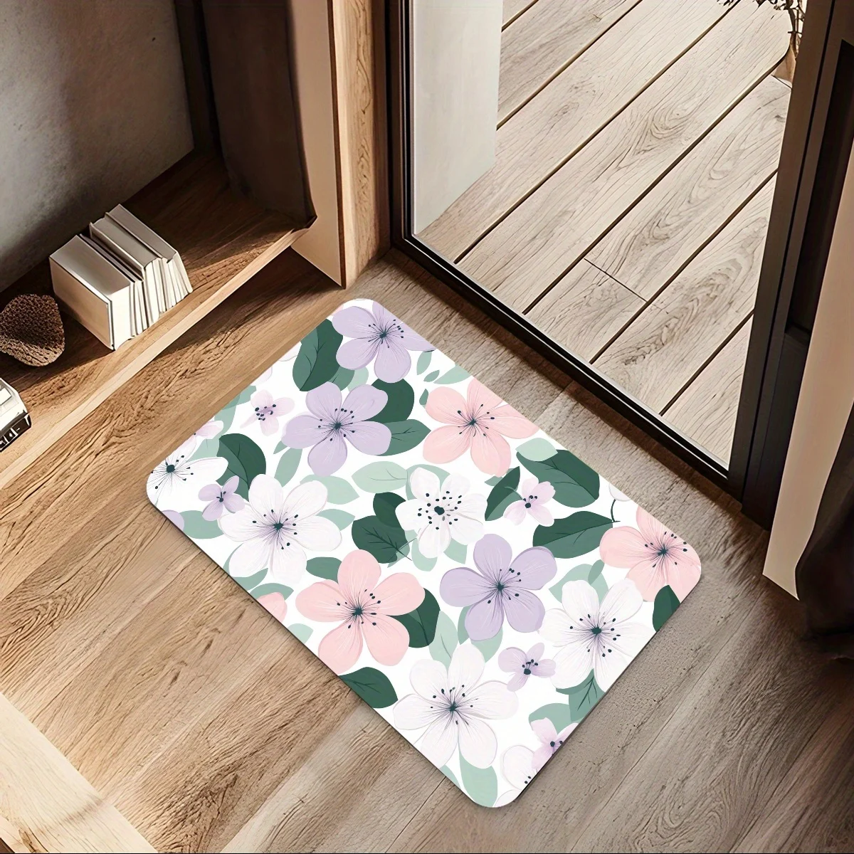 

1 шт. Коврик для двери пастельного цветочного узора, изготовленный из полиэфирной ткани, можно стирать в машине, подходит для украшения спальни и гостиной.