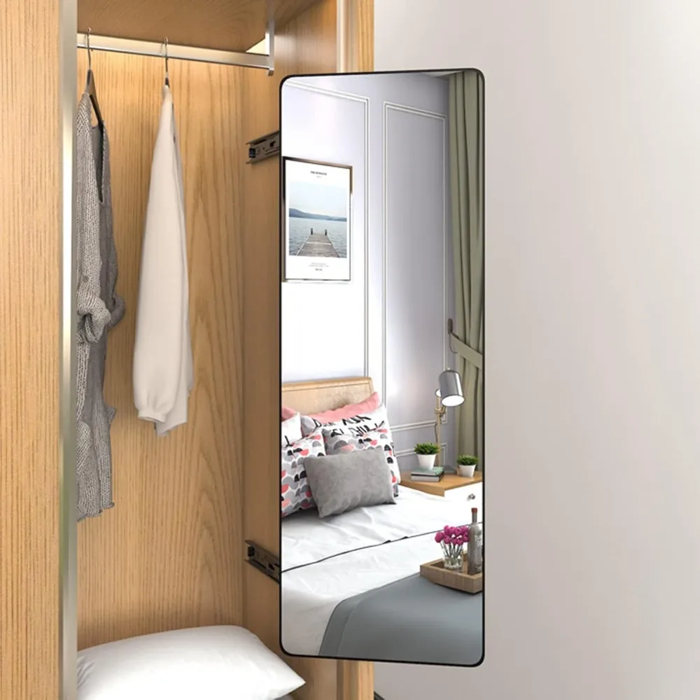

Full Length Invisible Pull-Out Mirror, Push-Pull Telescopic Sliding Rotating Vanity Mirror,Standing Bracket Wall-Mounted