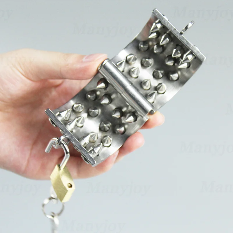 Stainless Steel Male Ball Scrotum Stretcher Pendant Lock Rows Teeth Spikes Chastity Cock Ring Cage Scrotum Testicle Weight BDSM