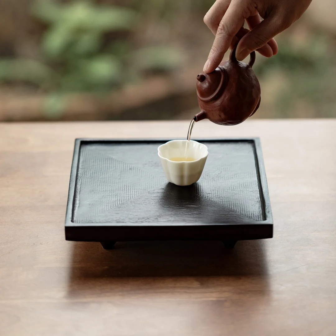 Kleiner Teetisch aus Walnussholz im japanischen Stil, einfaches Trockenteetablett für den Heimgebrauch, Wabi-Sabi-Stil, Holztablett, Teekannenhalter, Teetablett