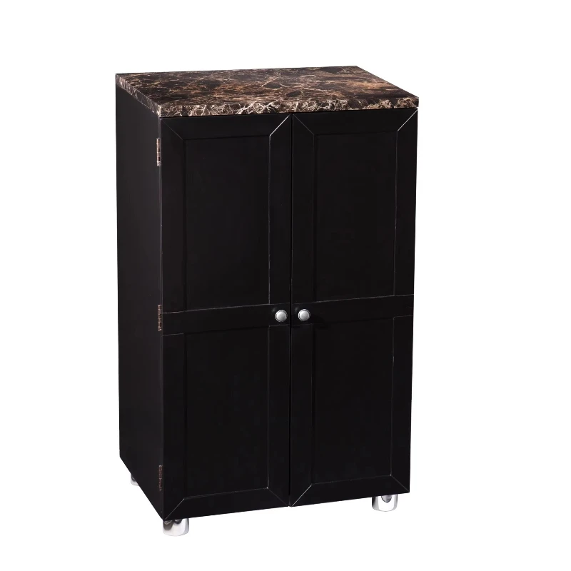 

Black wood marble bar cabinet