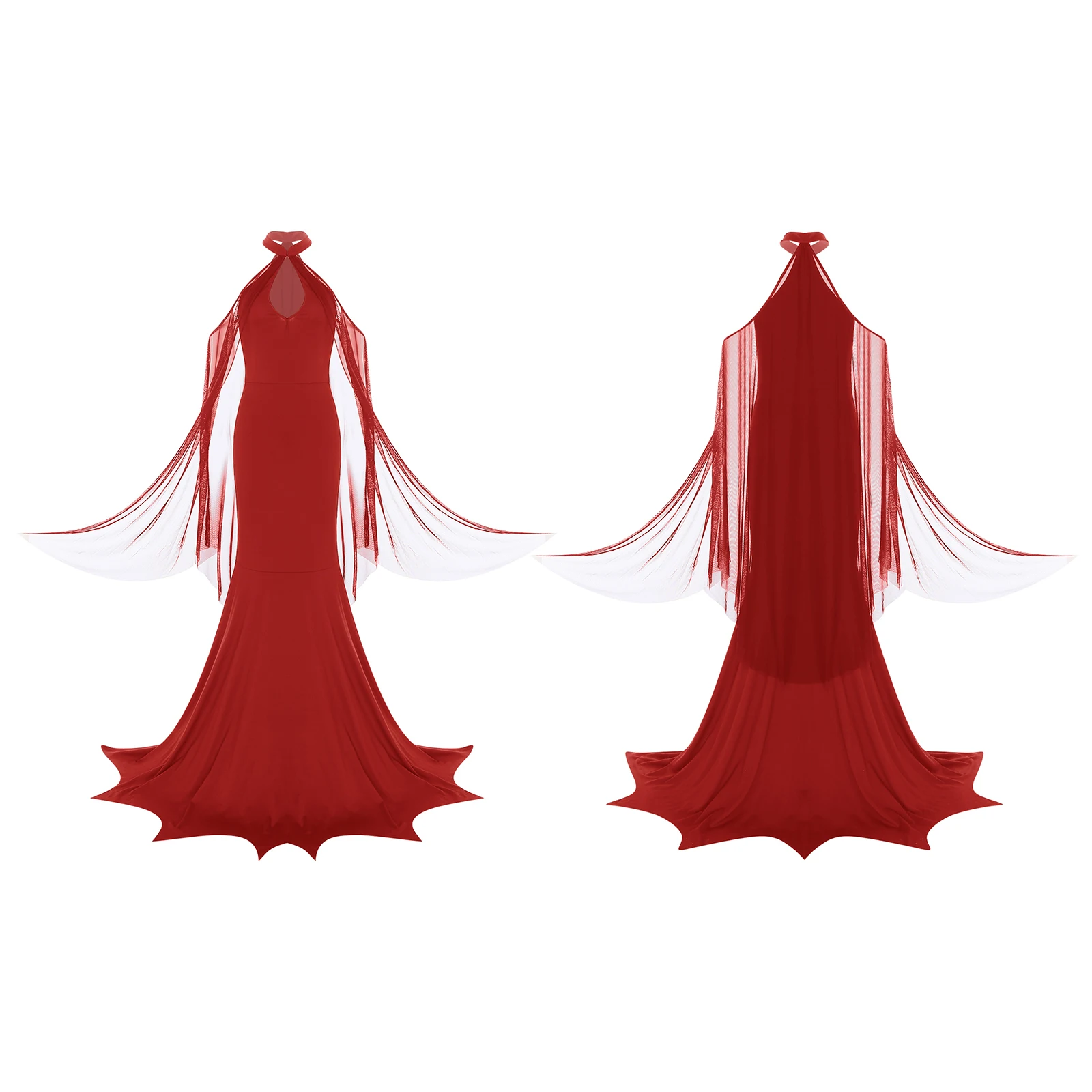 

Женское платье макси на Хэллоуин, вампир, ведьма, дьявол, призрак невесты, косплей, сетчатая накидка, зубчатый подол, готическое платье русалки в стиле стимпанк, платье для ролевых игр