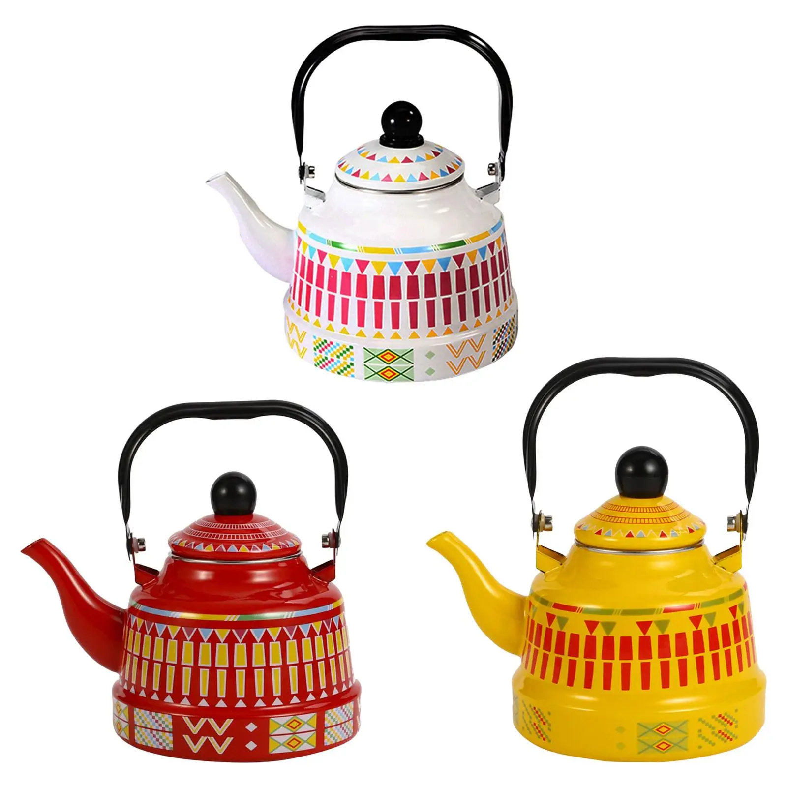 

2.5L Enameled Teakettle with Handle Steel Teapot Colorful Tea Kettle Large 80oz for Stovetop Hot Water Boiling Pot No Whistling