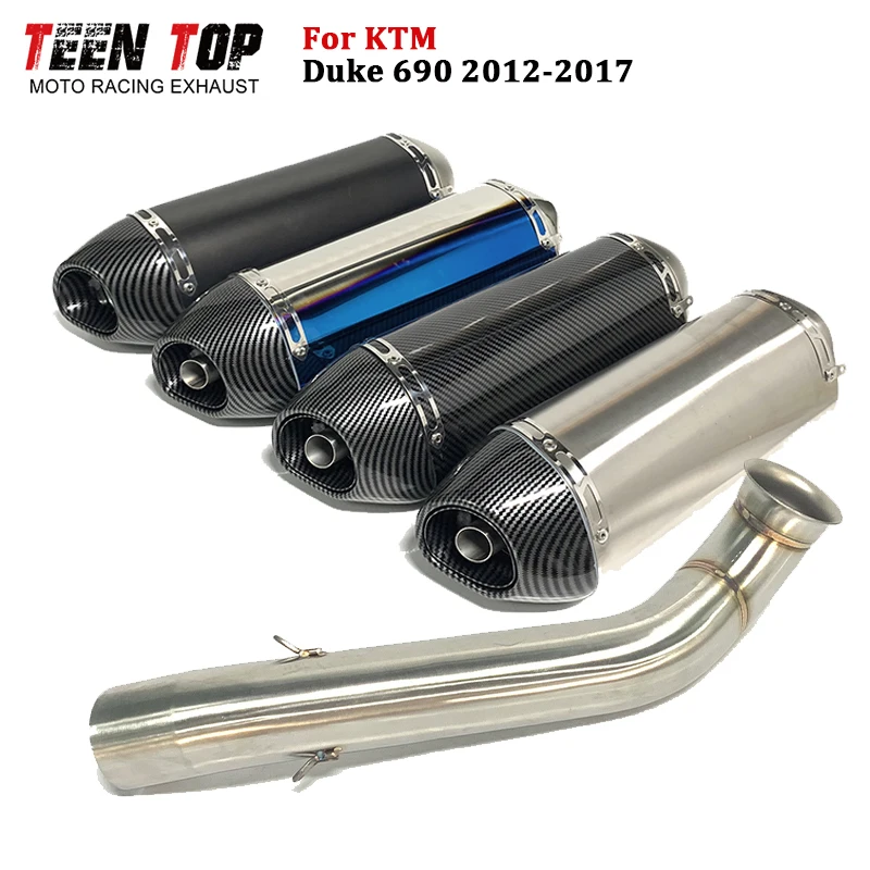 

370mm Exhaust Muffler For KTM Duke 690 Slip-on Exhaust 2012~2017 51mm Stainless Steel Exhaust Silencieux Escape Moto Middle Pipe