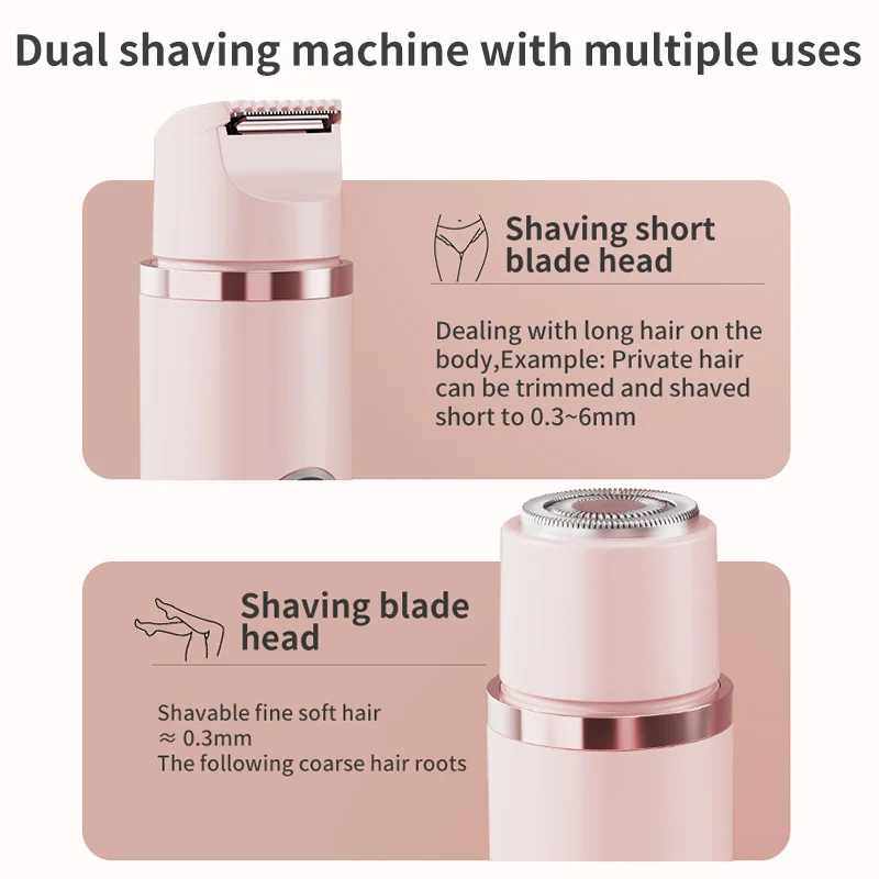 Beleza dupla barbeador elétrico para facial biquíni corpo depilação usb recarregável portátil ferramenta de remoção do cabelo