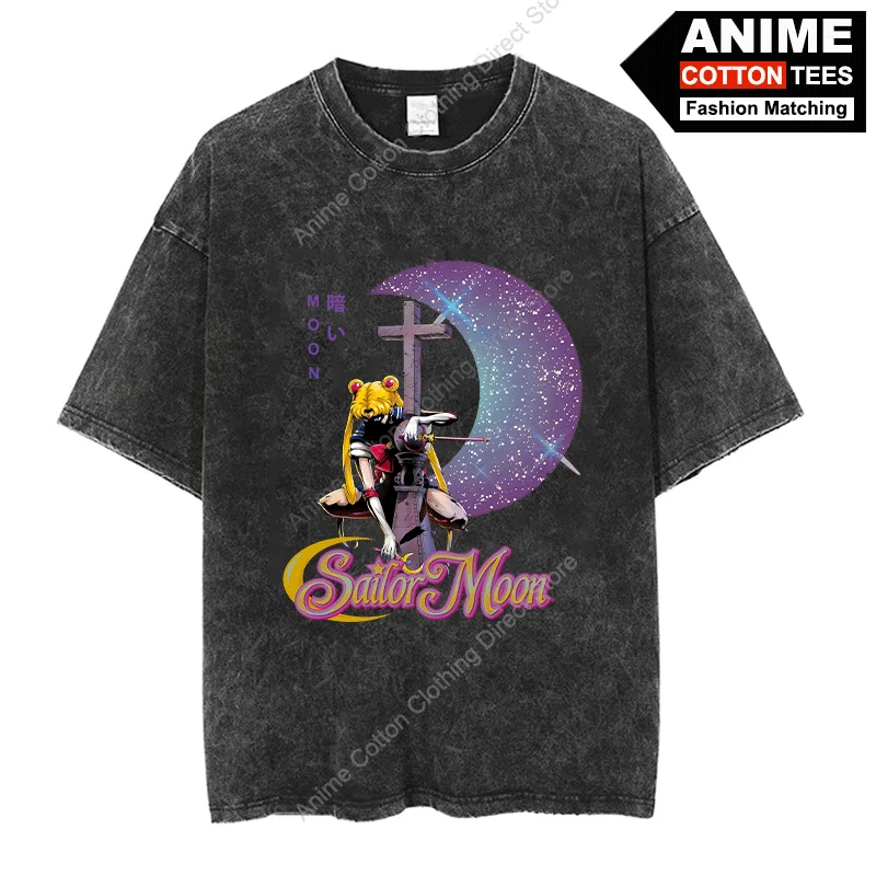 

Dark Beautiful Girl Warrior T-shirt Anime Print T Shirt y2k Harajuku Casual Unisex Oversized Loose Tees Black Retro Cotton Tops