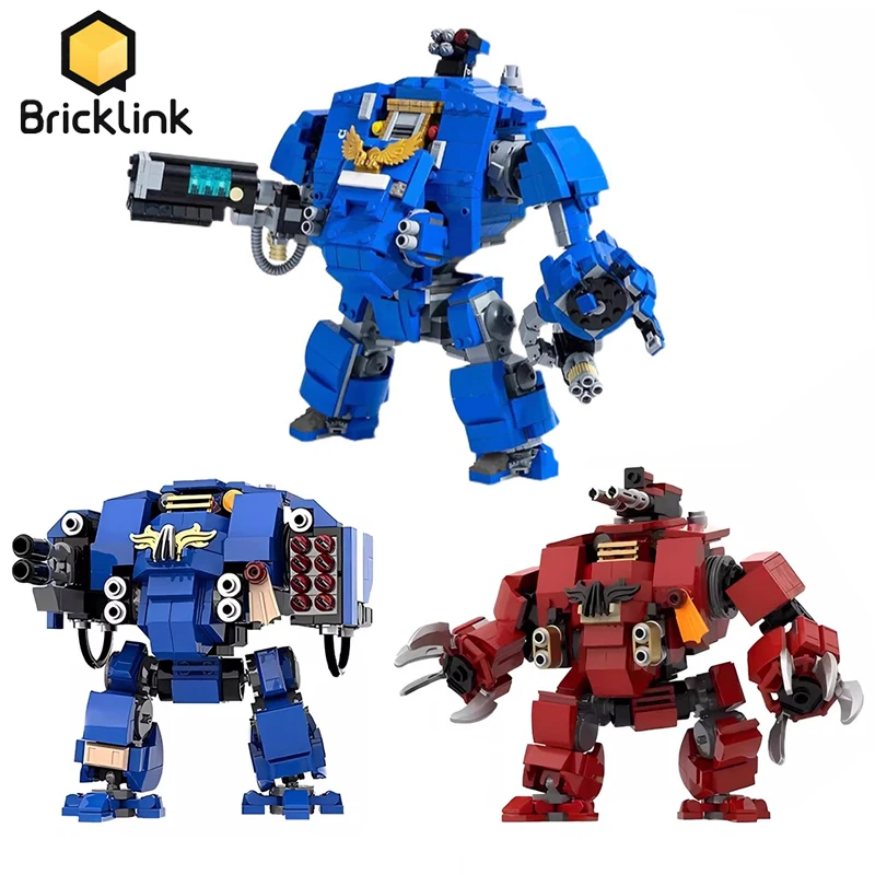 Bricklink Ideas Game Mecha Warhammered 40k Ultramarine Primaris Redemptor Dreadnought Robot Sets Building Blocks Kid Toys Gift