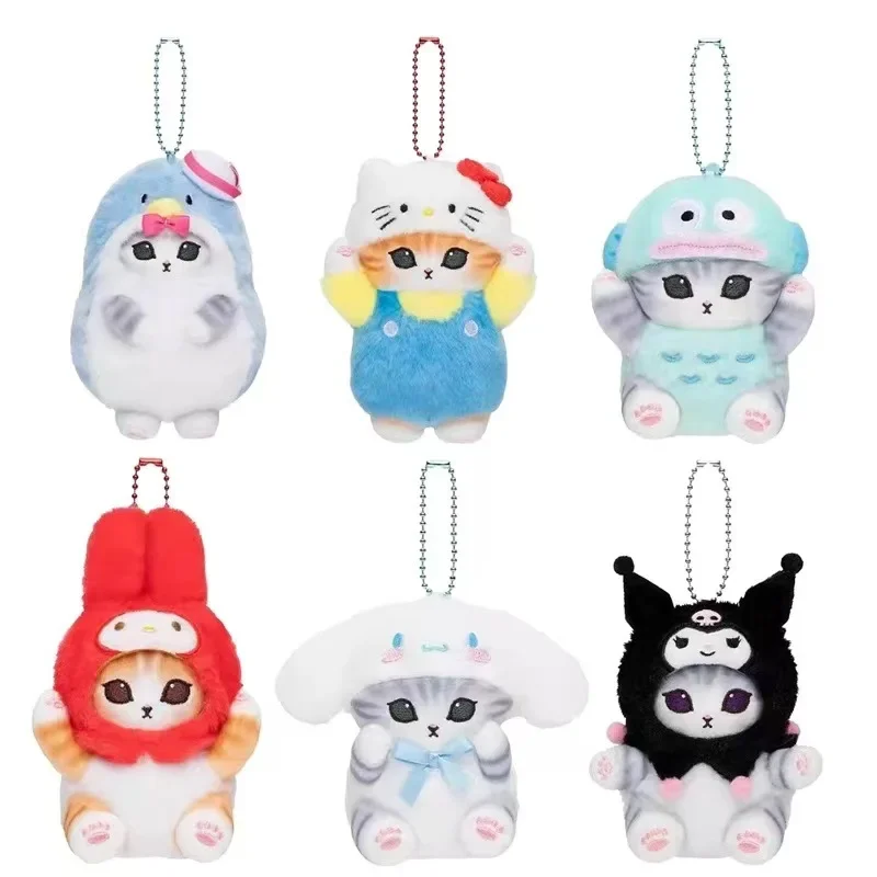 

New Cute Shark Cat Sanrio Cross-dress Doll Cartoon Hello Kitty My Melody Cinnamoroll Plush Hanging Bag Decoration Kids Toy Gifts