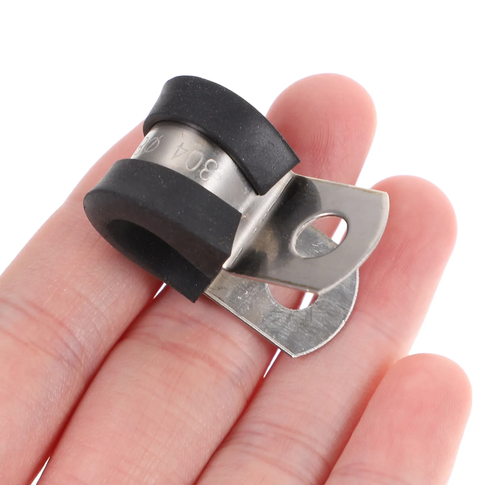 20Pcs Stainless Wire Clips Cable Clamps U Cable Strap Clamps Rubber Pad Anti-Corrosion Wire Tension Tube Clips Durable Fixing