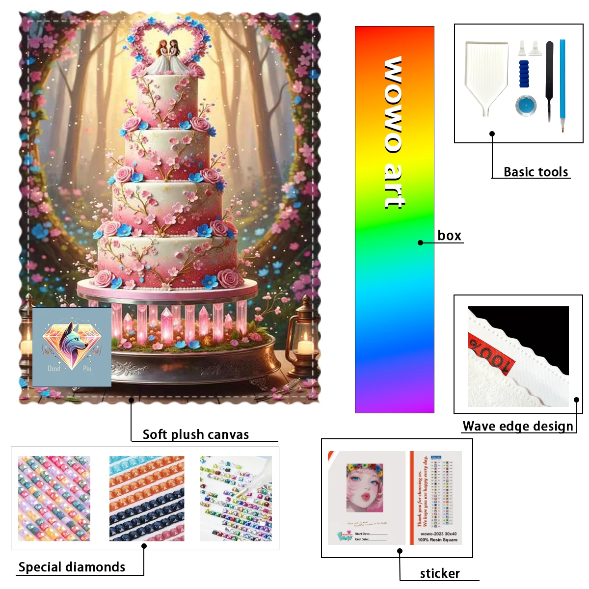 

【Piu Diamond Art】Couple Cake 100% resin FD+ab+xc Diamond Stamping Kit Perfect Masterpiece worth Buying