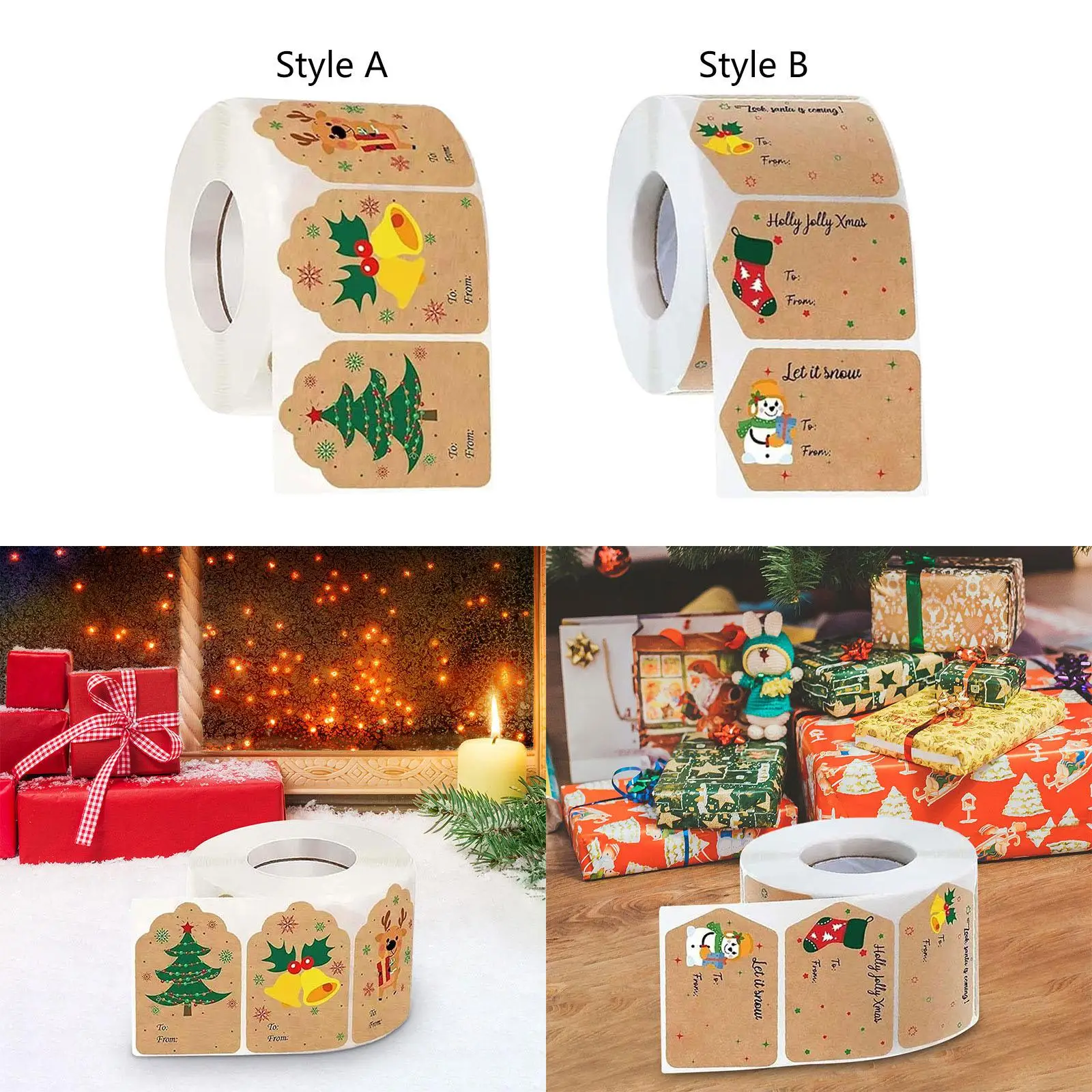 500x Christmas Labels Stickers DIY Paper Stickers for Party Holiday Birthday