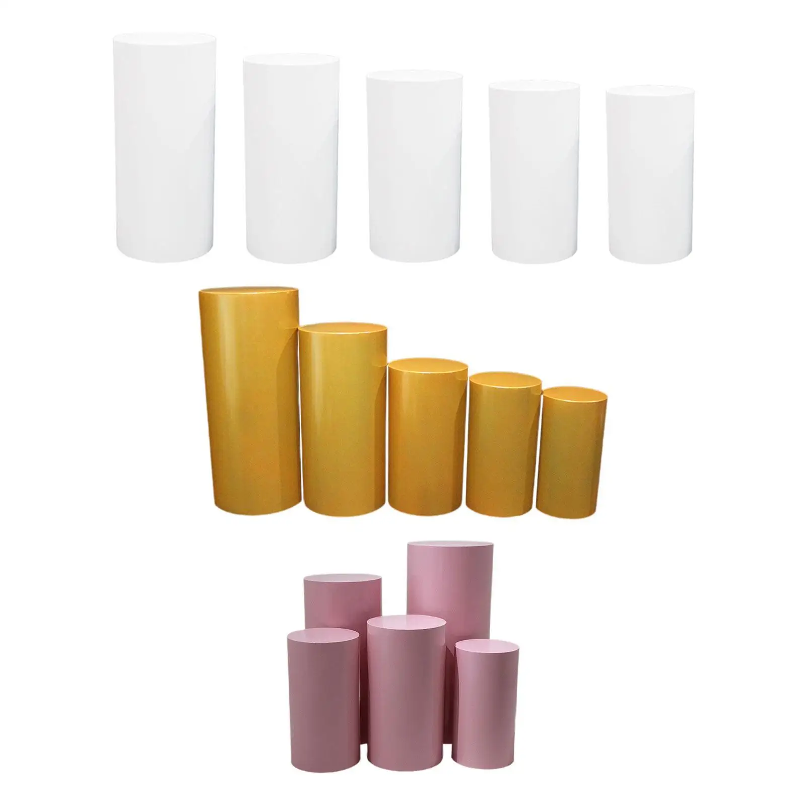 

5Pcs Cylinder Plinth Pillars Decor Backgrounds Display Pedestals for Thanksgiving Birthday Engagement Valentine's Day Ceremony