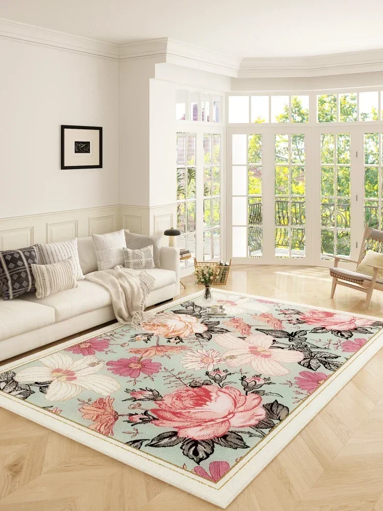 

Artistic Flowers Living Room Large Area Carpet Soft Comfortable Bedroom Carpets Washable Home Interior Decoration Rugs Alfombra