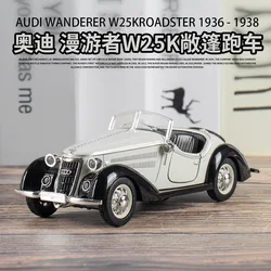 New Arrive 1:32 Scale For Audi WANDER W25K ROADSTER Alloy Metal Collection Sports Car Model Pull Back Sound&Light Toys Vehicle