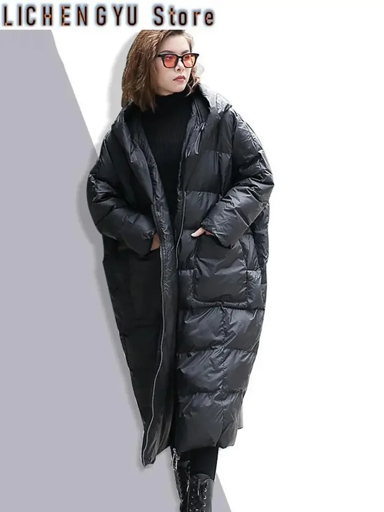 New Winter Hooded Long Sleeve Solid Color Black Cotton-padded Warm Loose Big Size Jacket Women parkas Fashion