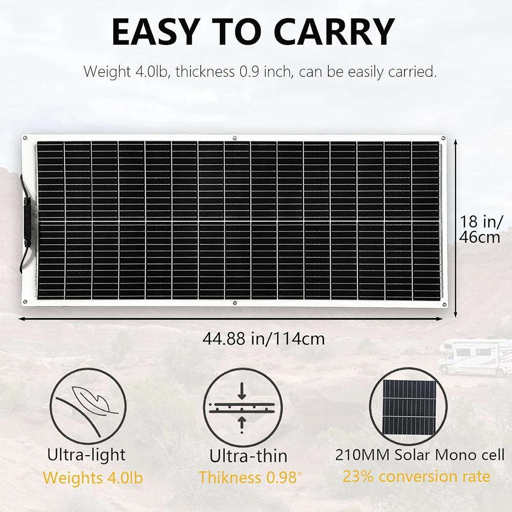 1000W Panneau solaire Cellule solaire 500W panneaux solaires Chargeur de batterie solaire 400W 200W 100W batterie solaire flexible 16.5V Module photovoltaïque haute efficacité Kit Diy Génération voiture maison camping