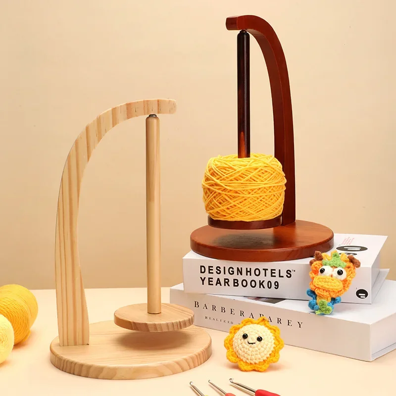 Wooden Yarn Holder Spinning Knitting and Weaving Auxiliary Tools Crochet Rotating Magnetic Thread Spool Wool Ball Winder Spinner