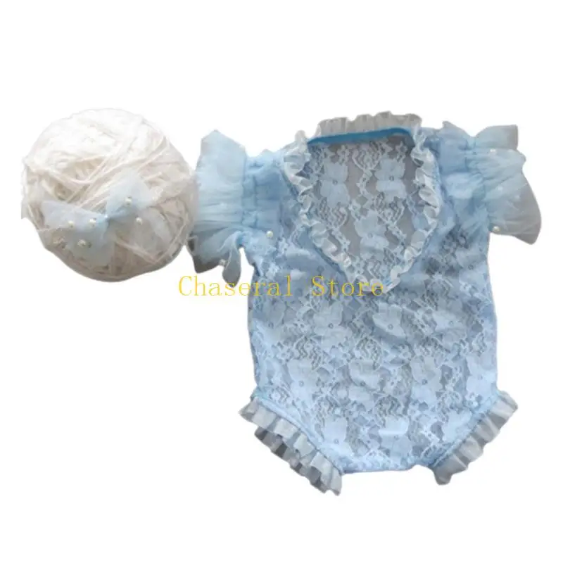 E7CE Baby Girl Photo Costume Lace Romper Newborn Photography Clothes Princess Outfit