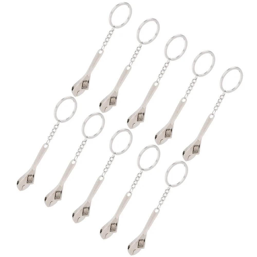 10PCS Zinc Alloy Wrench Keychains Sturdy Alloy Holds Heavy Spanner Pendant Non-Bending Compact Shape Daily Key Sets