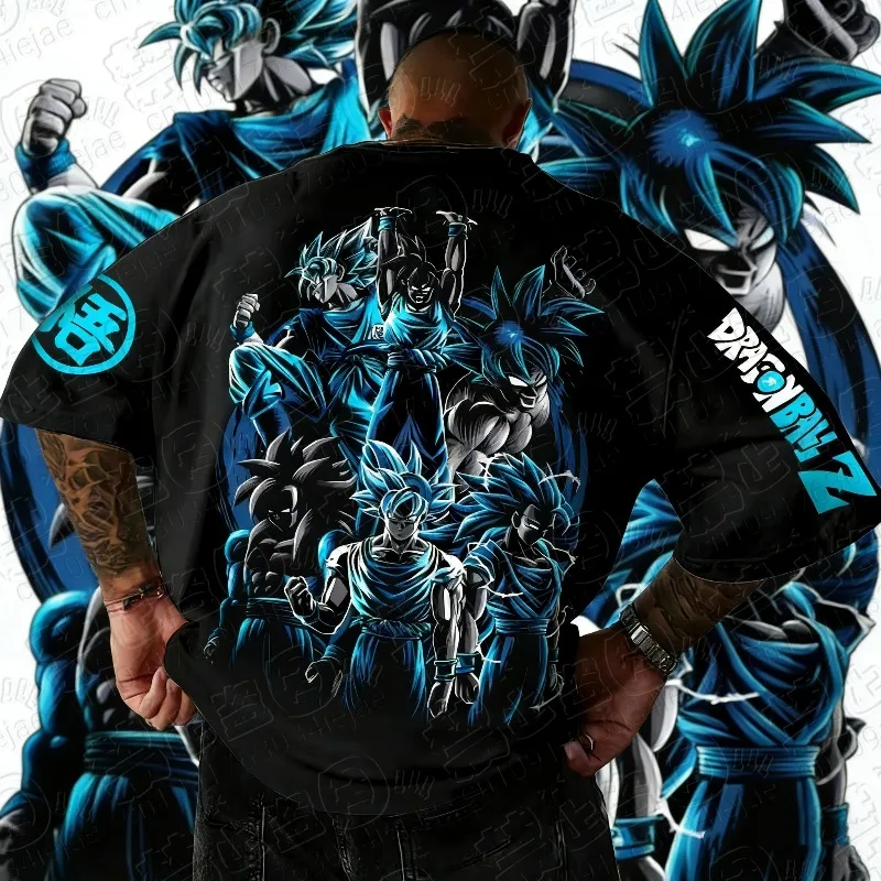 Das Neueste Dragon Ball Kurzarm-T-Shirt mit Animationsdruck für Männer, Sommer-Sport-T-Shirt aus Reiner Baumwolle