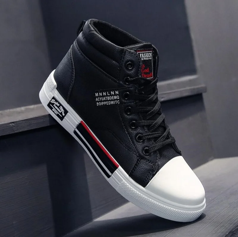 New Korean version men's white shoes trendy versatile student casual sports shoes men's board shoes Leather Casual Sneakers