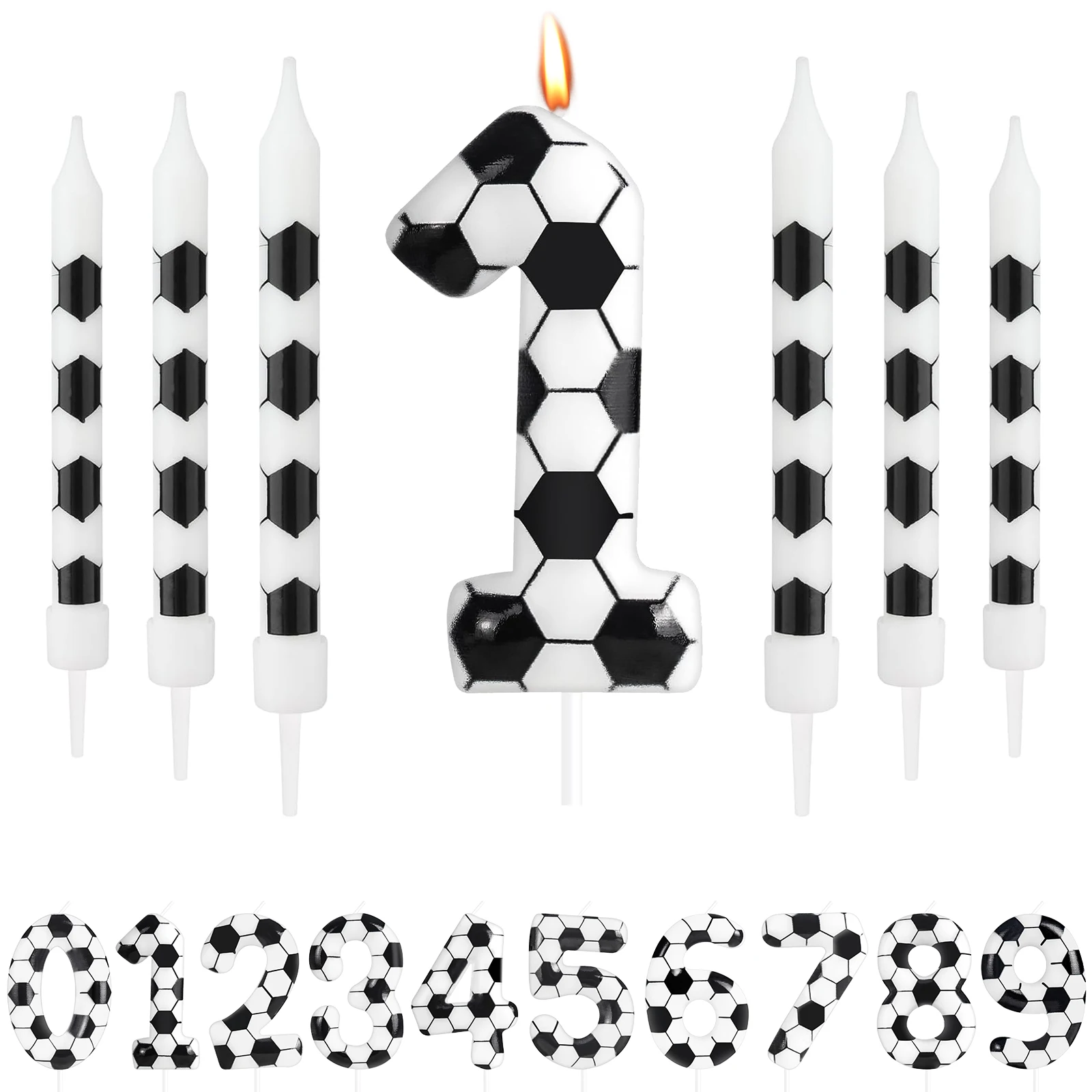 7 pcs Birthday Candles football Soccer Sport-Theme Party Decorations, Birthday Cake Candles for Boys Girls Kids Party Supplies