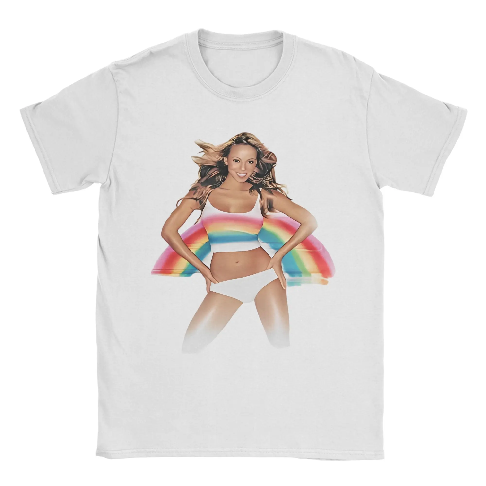 

Футболка Mariah Carey Rainbow, мужские забавные футболки из 100% хлопка, футболки с круглым вырезом и короткими рукавами, идея подарка, топы
