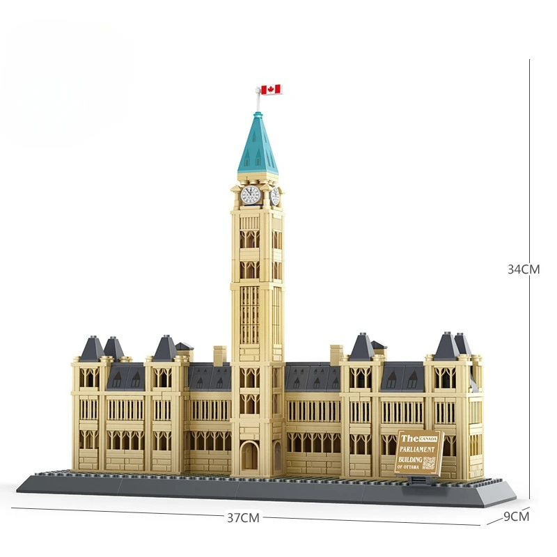 608PCS World Famous Modern Architecture Building Blocks Canada Parliament  Particle Assembly Bricks Toy For Children Boys Gifts