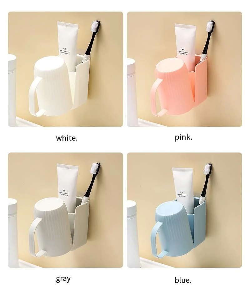 2 Pcs, Bathroom Toothbrush Holder, Wall Mounted Toothbrush Holder Set (Gray, Blue, White, Pink 4 Colors Randomly Sent 2 Colors)