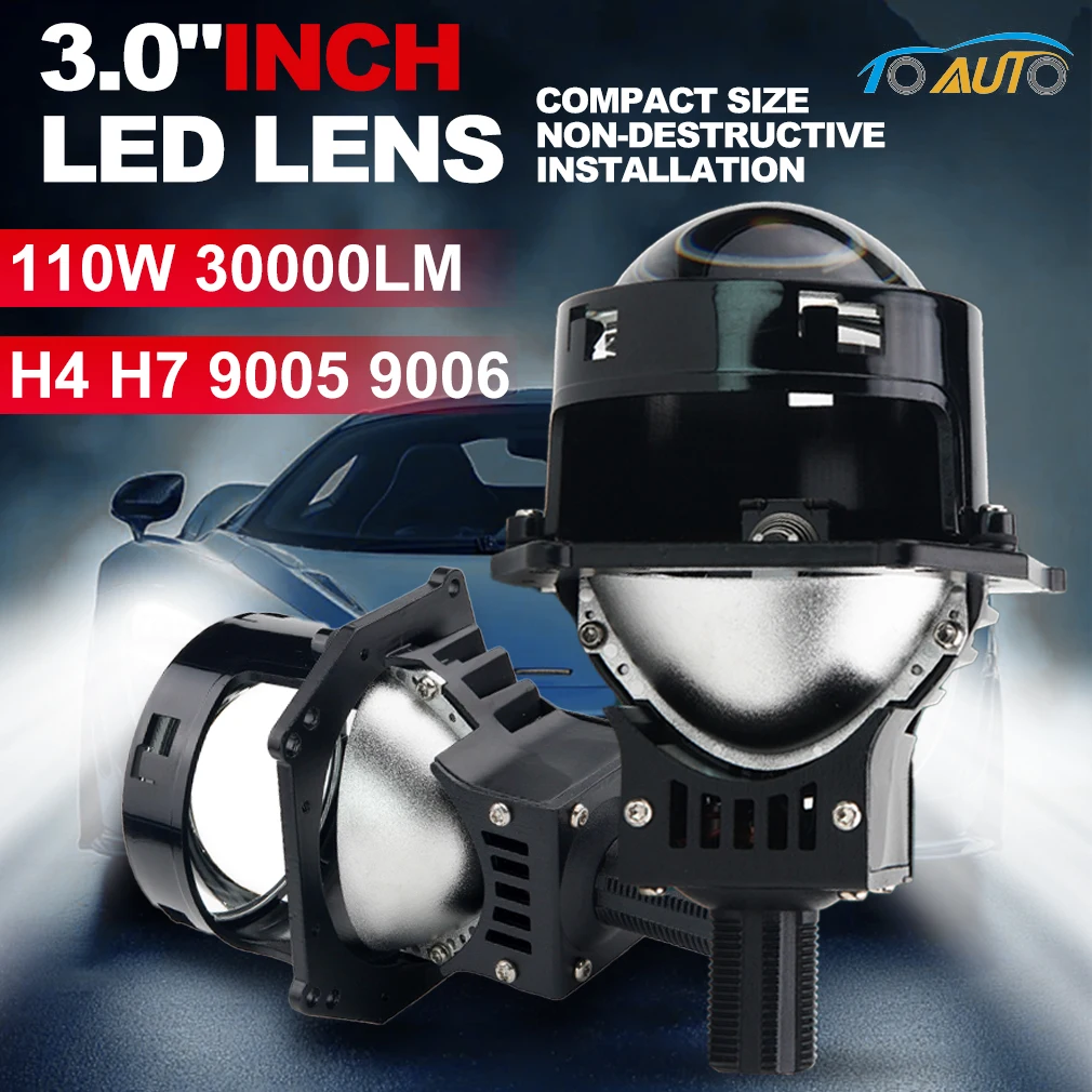 

3.0inch Bi Led Projector Lenses Car Headlight 30000LM Motorcycle High Low Lights Double Lens Led Auto Healight Canbus 6500K ﻿ ﻿