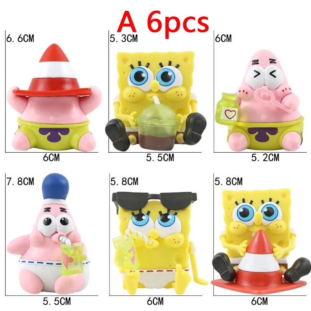 Neue Spongebob Patrick Star Squidward Tentacles Delicious Crab Burger Anime-Figur Sammlerstück Modellpuppe Blindbox Spielzeug Geschenk
