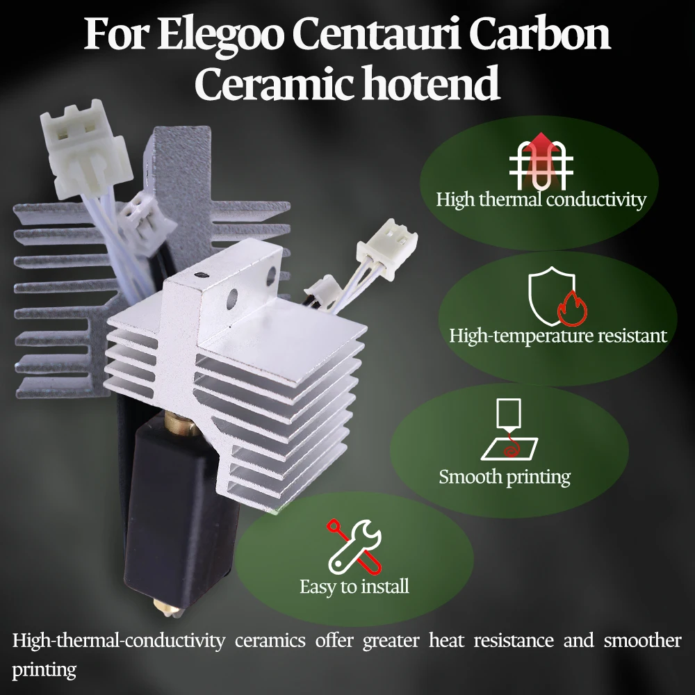 Ulepszony ceramiczny hotend do Elegoo Centauri, zestaw głowicy drukującej Carbon, hotend, dysza ze stali hartowanej, części do drukarki 3D — zdjęcie produktu 4