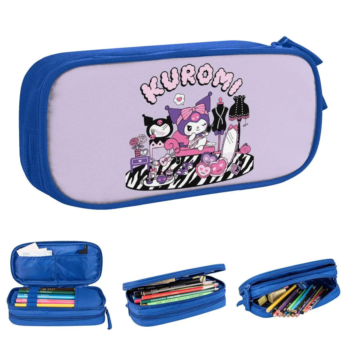 Kuromi Anime Pencil Case Creative Cute Cartoon Pen Bag Student Large Storage Office Gifts Pencilcases