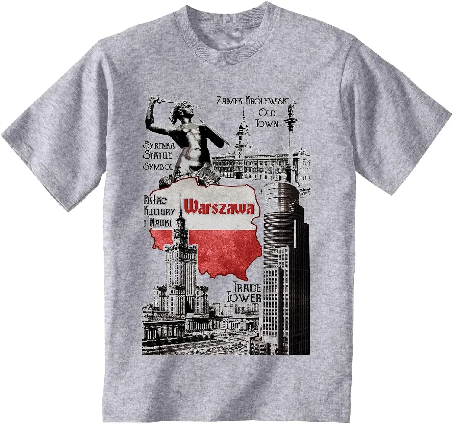 

Poland Warsaw Landmark Building Tourist Souvenirs T-Shirt 100% Cotton O-Neck Summer Short Sleeve Casual Mens T-shirt Size S-3XL