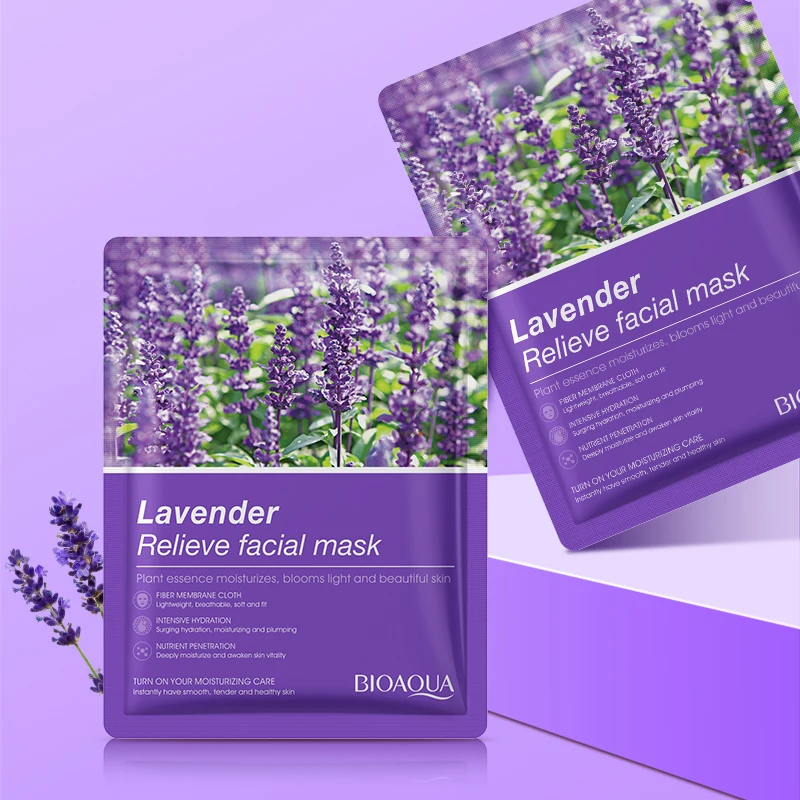 10 Pieces of Lavender Moisturizing Mask (Containing Hyaluronic Acid) - Alcohol-Free, Hydrating Skincare Mask Suitable for All Skin Types