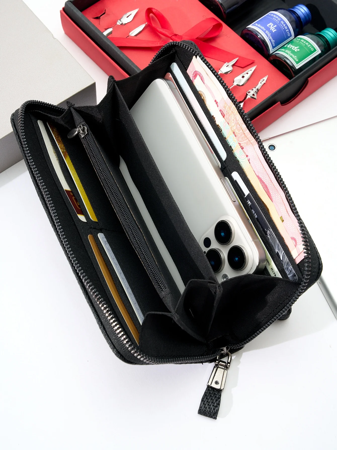 Fashion Retro Simple Long Wallet Business Office Commute Large Capacity Multi-Card Slot Portable Long Zipper Wallet Phone Wallet - view 5