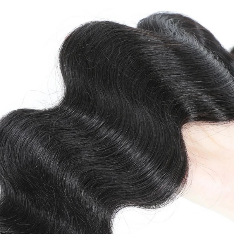 الجسم موجة حزم شعر مستعار بشري 32 بوصة أسود طبيعي 1-3-4 حزم عذراء شعر بشري خام النسيج لحمة مزدوجة للنساء