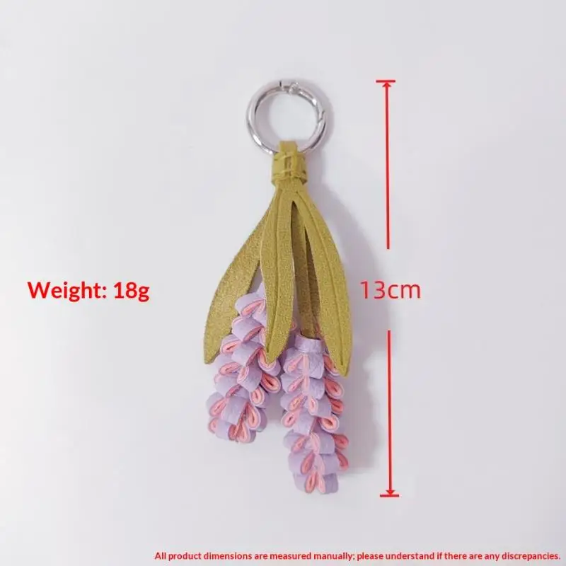 1 Stück Lila Lavendel-Osmanthus-Blumen-Schlüsselanhänger, Niedliches PU-Leder Blumen-Taschenzubehör für Liebende/Realistische Blume/Gutes Geschenk – Detail 11