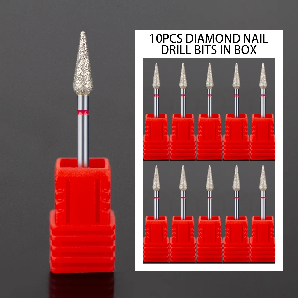 10Pcs Diamond Nail Drill Bit Manicure Machine Equipment Accessories Drill Bit Milling Cutter Nail Dead Skin Cuticle Clean Tools