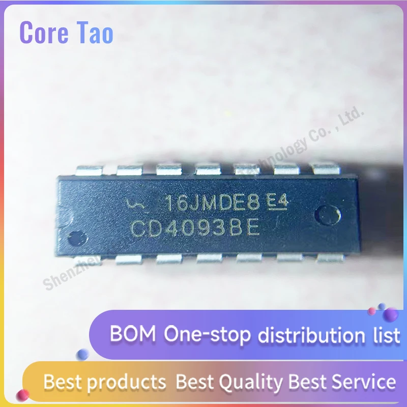 10PCS/LOT CD4093BE CD4093 PDIP-14 Four-way 2-input chip with non-Schmidt trigger