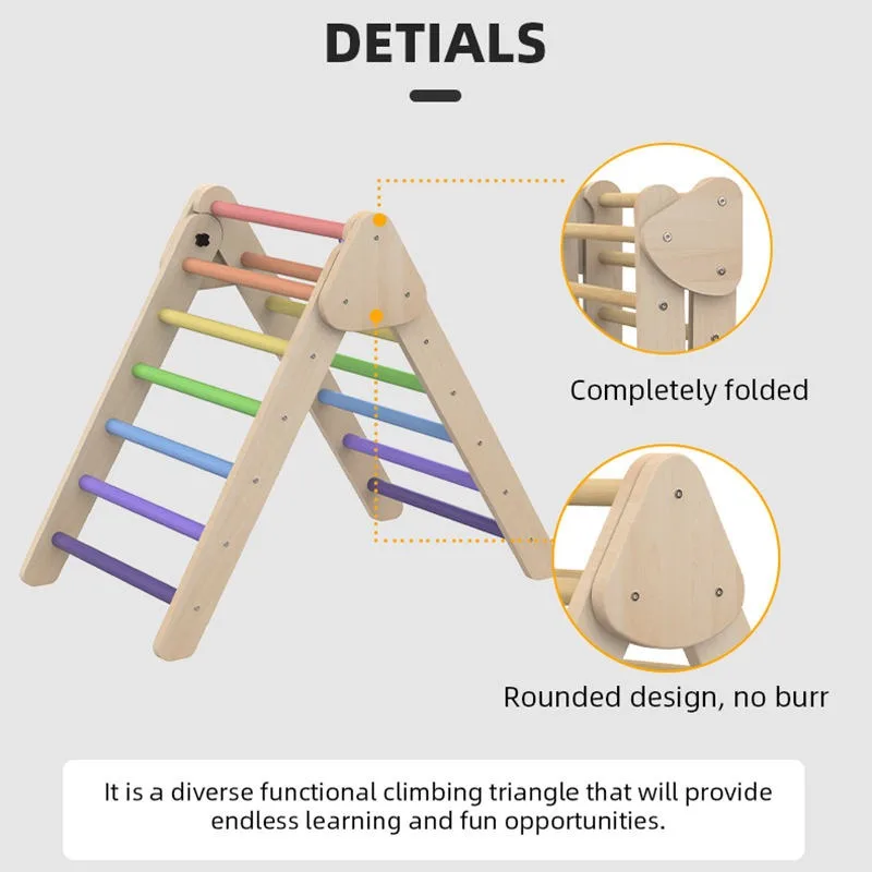 3 in 1 Set Climbing Triangle Belt Arched Ramp Safety Toddler Wooden Toys Children's Climbing Leather Rack Indoor Fitness Toys
