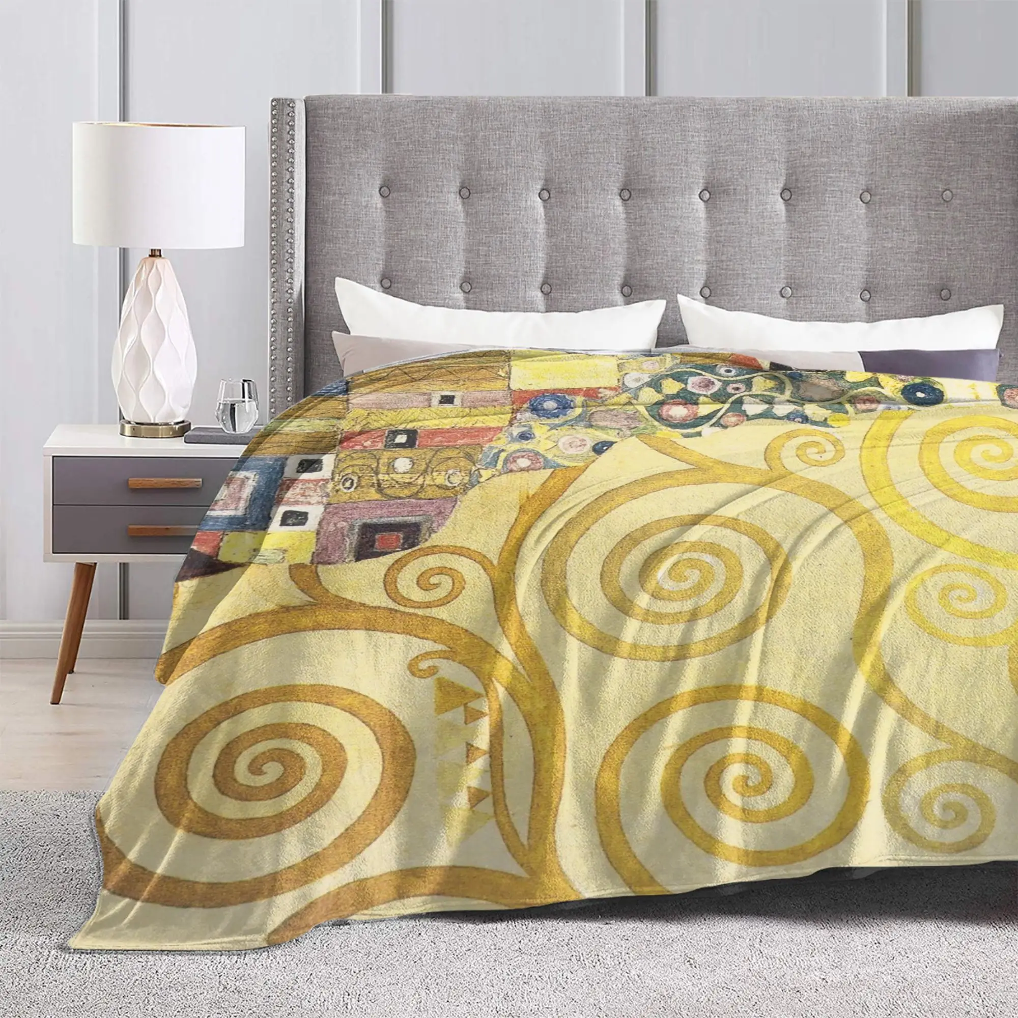 Gustav Klimt Freyas Art Blankets Tree of Life Flannel Funny Warm Throw Blankets for Bed Sofa Spring Autumn