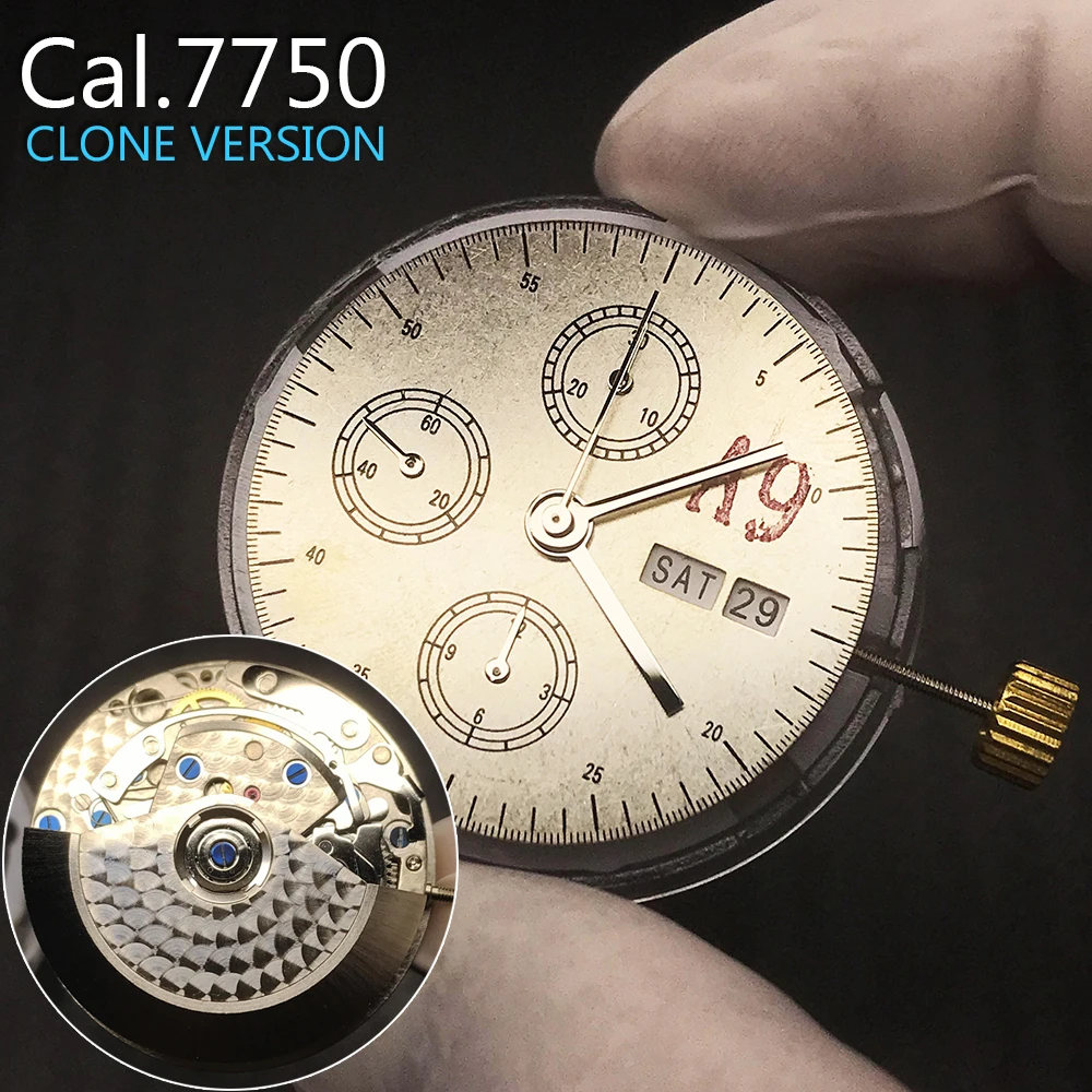 China Clone ETA 7750 Automatic Chronograph Watch Movement 12/6/9