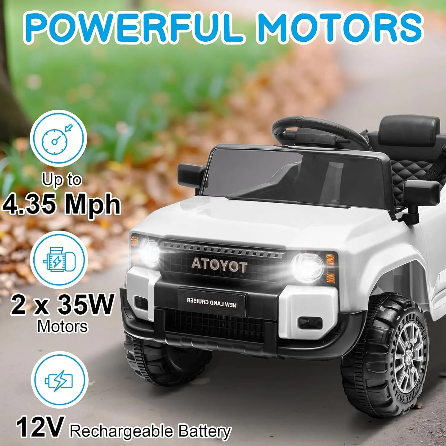 12V 乗用車、リモコン付き幼児用ライセンス電気トラック、開閉可能なドア付き子供用バッテリーカー、3 スピード、LED