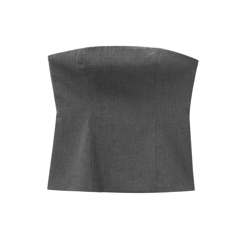 Women's minimalist strapless top paired with spicy and sexy off shoulder autumn and winter new tight short top