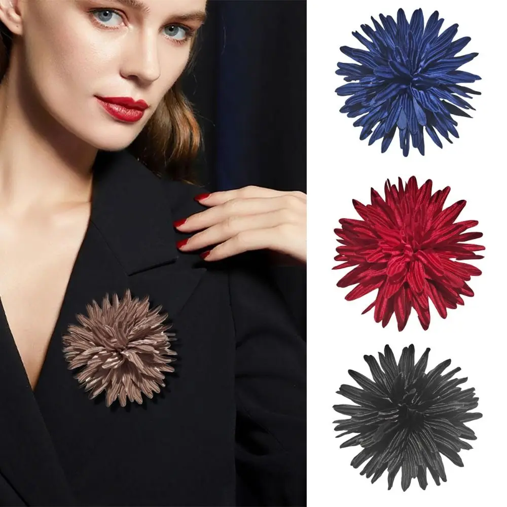 Fabric Handmade Accessories Large Flower Brooch Jewelry Badge Accessories Solid Color Pin Brooch Wedding Party Decor