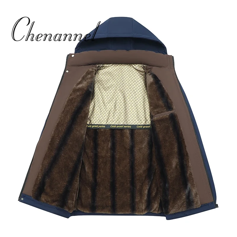 معاطف الشتاء ملابس الآباء عارضة الرجال سترات الرجال معطف رشاقته مقنعين للماء أبلى الدافئة متوسطة طويلة سترة معطف #3